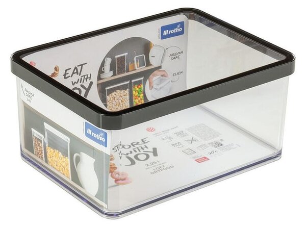 Hranatá plastová dóza na potraviny LOFT černá 2,25 l
