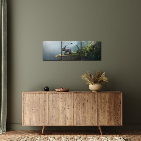 Obraz - Slůně na vrcholku Taj Mahal (s hodinami) (90x30 cm)