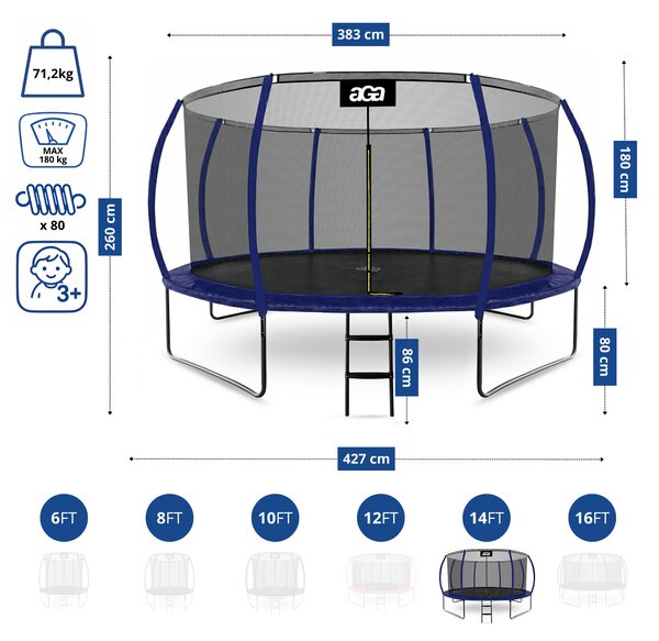 Aga Trampolína 430 cm + ochranná síť + žebřík