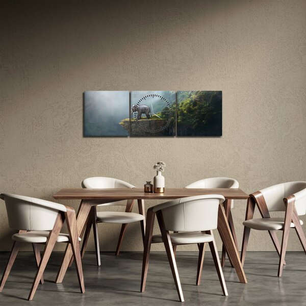 Obraz - Slůně na vrcholku Taj Mahal (s hodinami) (90x30 cm)