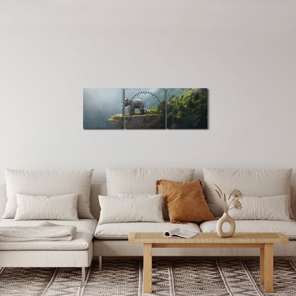Obraz - Slůně na vrcholku Taj Mahal (s hodinami) (90x30 cm)