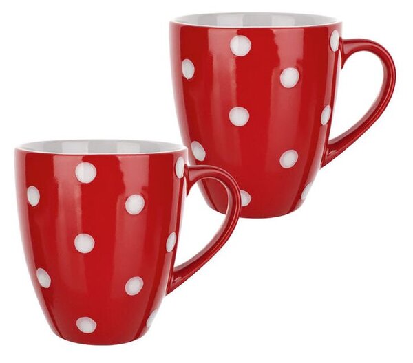 Sada keramických hrnků PUNTÍK červená 400 ml 2 ks