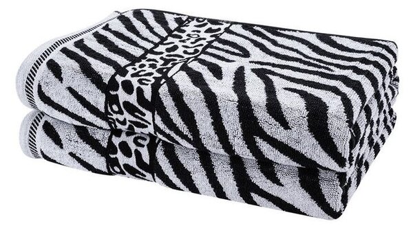 Sada 2 ks žakárových osušek ZEBRA šedá 70 x 140 cm
