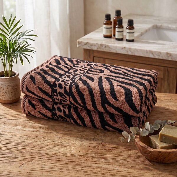 Sada 2 ks žakárových osušek ZEBRA hnědá 70 x 140 cm
