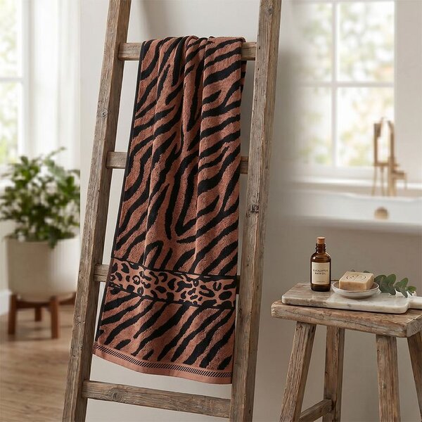 Sada 2 ks žakárových osušek ZEBRA hnědá 70 x 140 cm