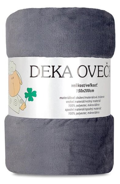 Beránková deka OVEČKA šedá 150 x 200 cm