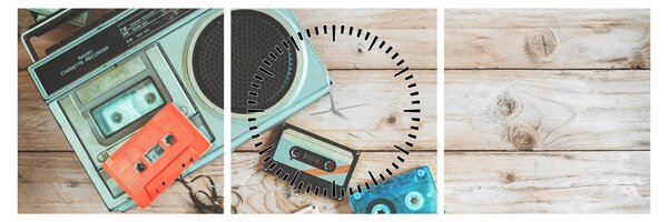 Obraz - Retro rádio (s hodinami) (90x30 cm)
