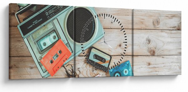 Obraz - Retro rádio (s hodinami) (90x30 cm)