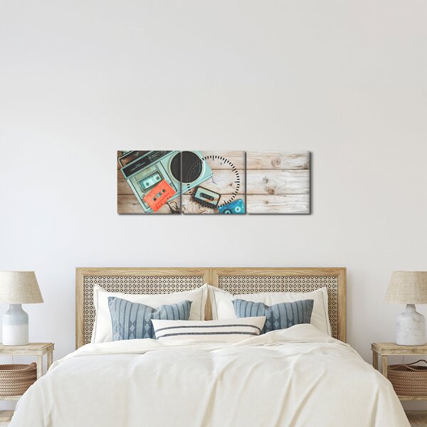 Obraz - Retro rádio (s hodinami) (90x30 cm)