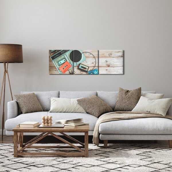 Obraz - Retro rádio (s hodinami) (90x30 cm)