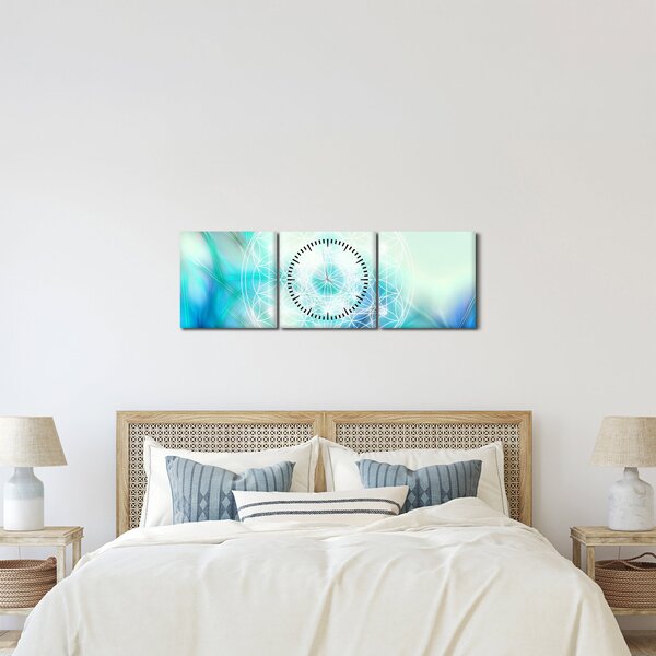 Obraz - Merkaba v tyrkysovém pozadí (s hodinami) (90x30 cm)