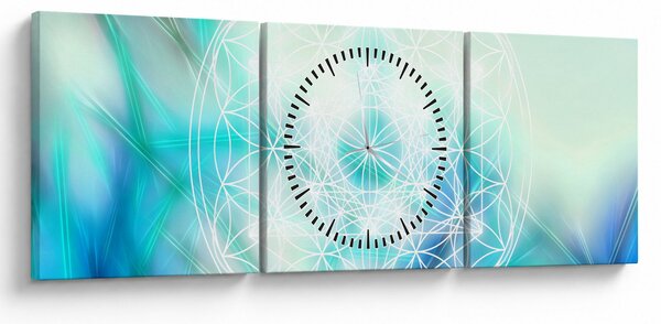 Obraz - Merkaba v tyrkysovém pozadí (s hodinami) (90x30 cm)