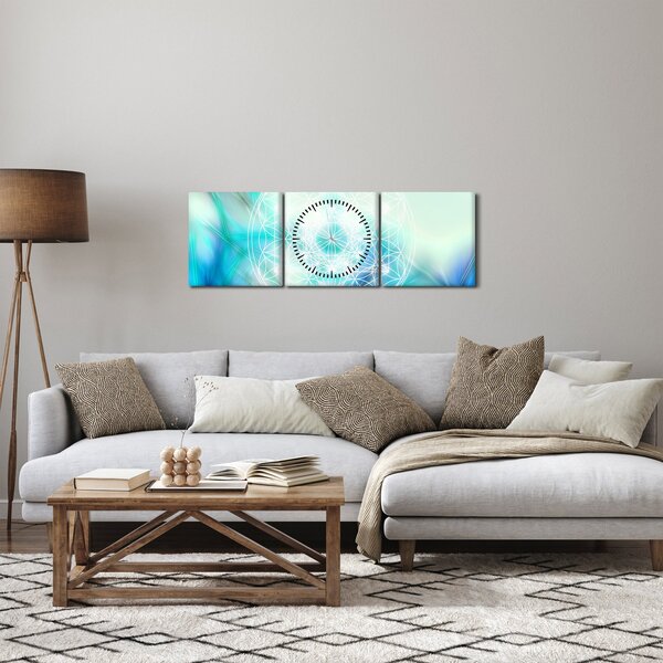 Obraz - Merkaba v tyrkysovém pozadí (s hodinami) (90x30 cm)