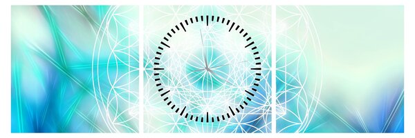 Obraz - Merkaba v tyrkysovém pozadí (s hodinami) (90x30 cm)