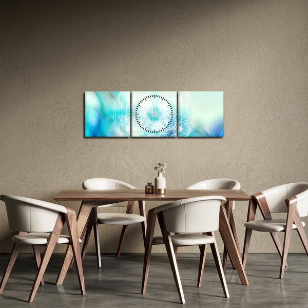 Obraz - Merkaba v tyrkysovém pozadí (s hodinami) (90x30 cm)