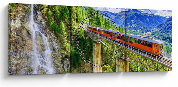 Obraz - Matterhorn, Zermatt, Valais, Švýcarsko (s hodinami) (90x30 cm)