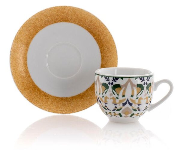 Sada porcelánových šálků s podšálky SALAMANCA 100 ml 6 ks