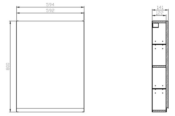 Cersanit Moduo skříňka 59.4x14.1x80 cm boční závěsná bílá S590-016-DSM