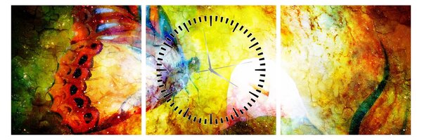 Obraz - Kosmický motýl (s hodinami) (90x30 cm)