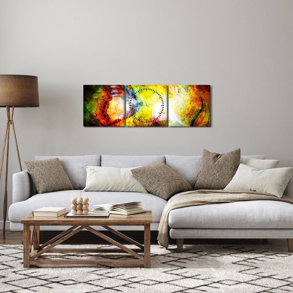Obraz - Kosmický motýl (s hodinami) (90x30 cm)