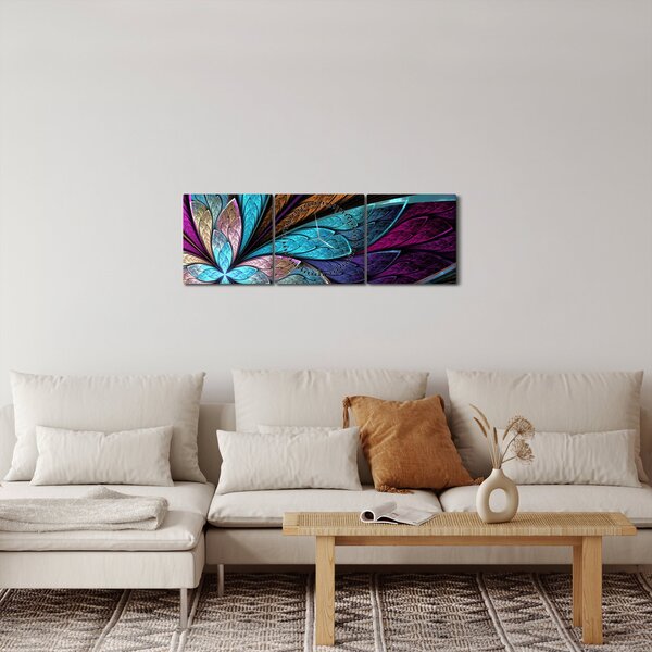 Obraz - Abstrakce, květina (s hodinami) (90x30 cm)