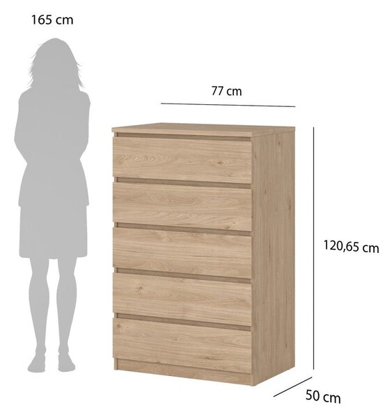 Komoda v dekoru dubu v přírodní barvě 77x121x50 cm Naia – Tvilum