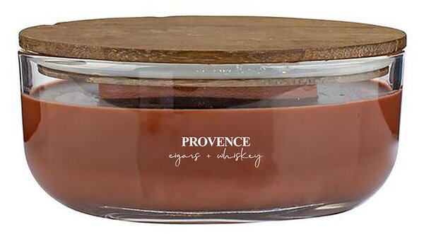 Svíčka WOODEN s dřevěným knotem, Doutníky a whisky 240 g