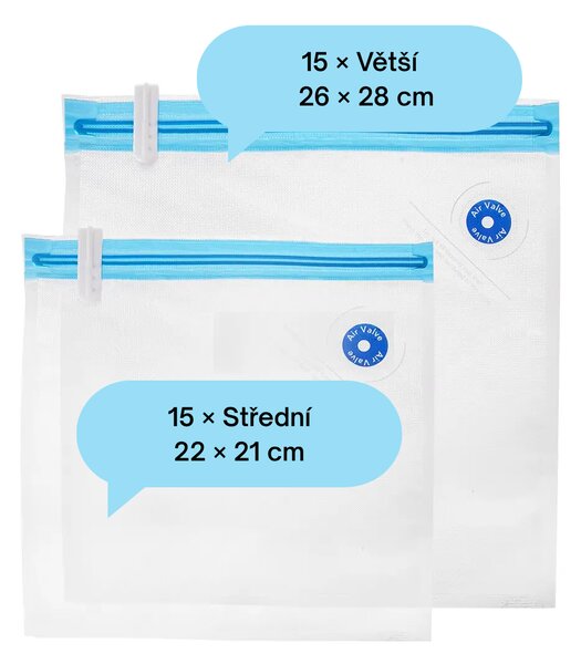 Orion Sada vakuovacích sáčku na potraviny, nylon, 30 ks + vakuová pumpa