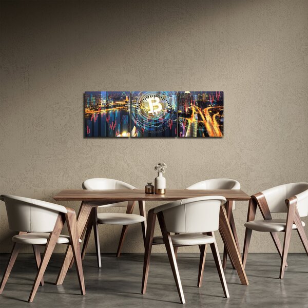 Obraz - Město investic (s hodinami) (90x30 cm)