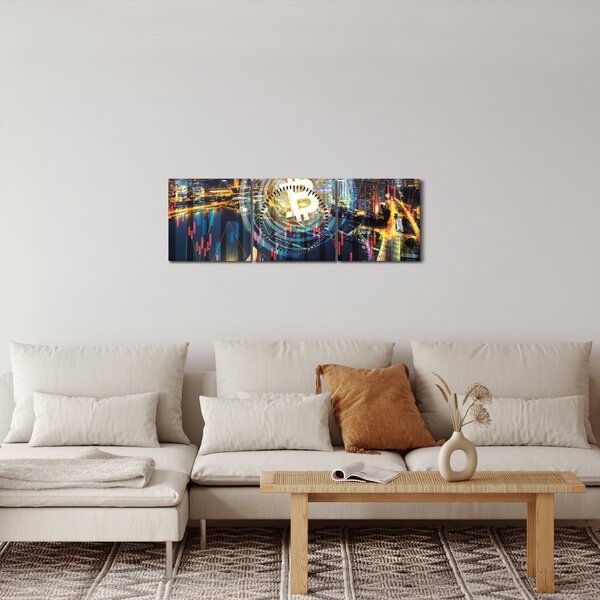 Obraz - Město investic (s hodinami) (90x30 cm)