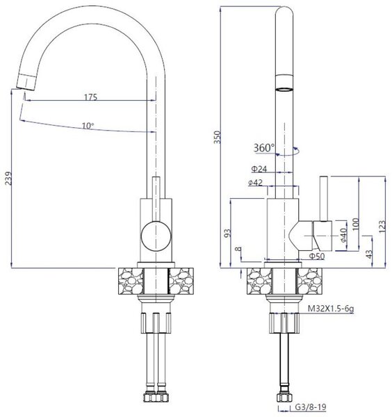 Ruvetti Minimini+ dřezy s baterií béžová/ocel LP_3200-MM58440BE_W