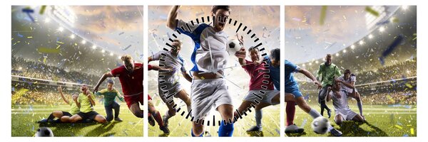 Obraz - Fotbal (s hodinami) (90x30 cm)