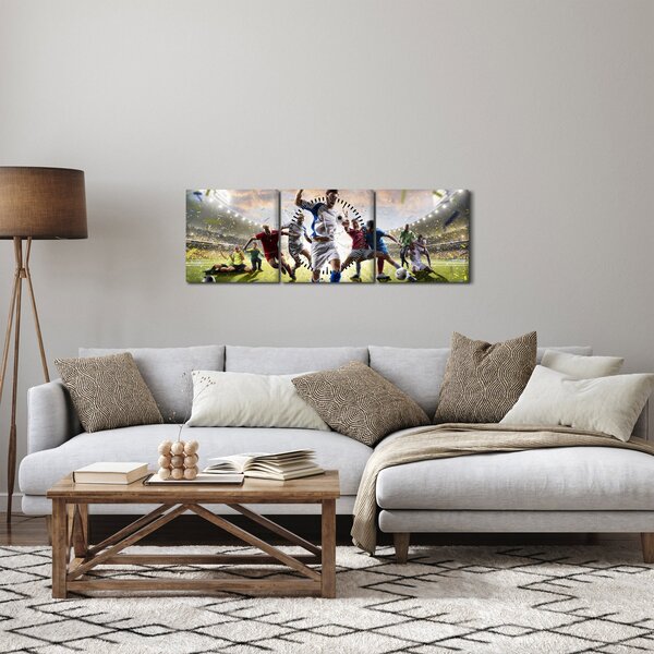 Obraz - Fotbal (s hodinami) (90x30 cm)