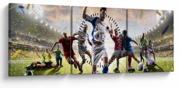 Obraz - Fotbal (s hodinami) (90x30 cm)