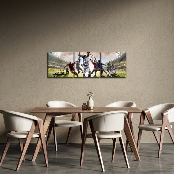 Obraz - Fotbal (s hodinami) (90x30 cm)