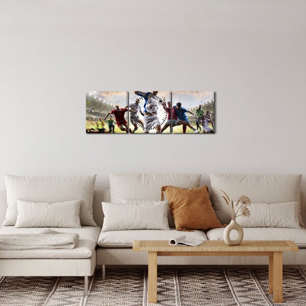 Obraz - Fotbal (s hodinami) (90x30 cm)
