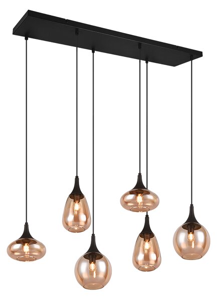 TRIO 317000613 LUMINA závěsné svítidlo 6xE14 černá matná, jantarová