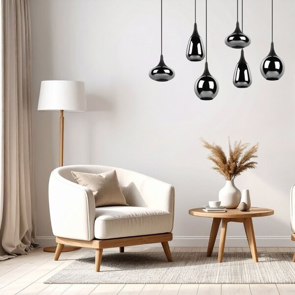 TRIO 317000632 LUMINA závěsné svítidlo 6xE14 černá matná, chrom