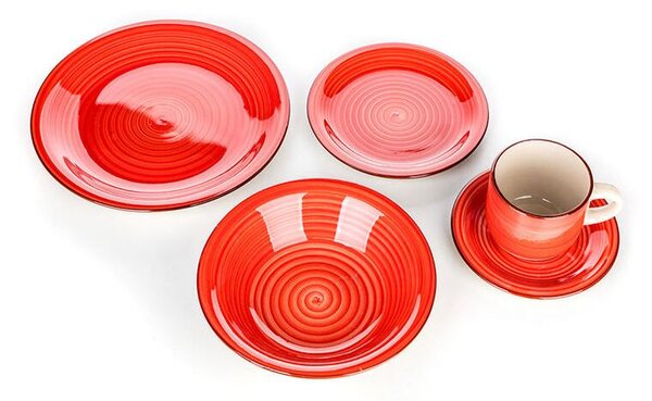 Keramická jídelní souprava SPIRAL RED 30 ks