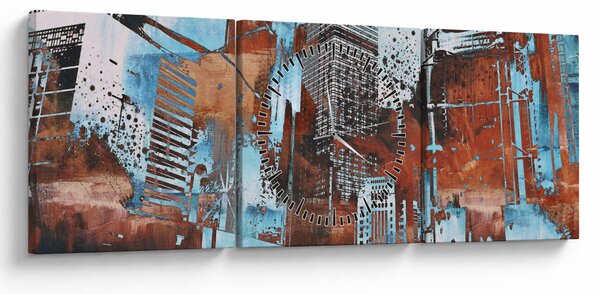 Obraz - Mrakodrapy (s hodinami) (90x30 cm)