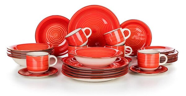 Keramická jídelní souprava SPIRAL RED 30 ks