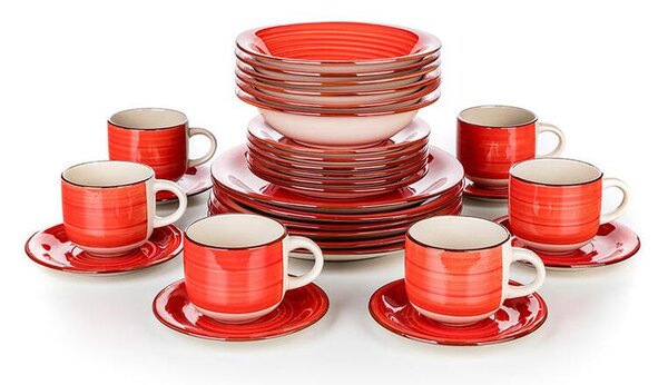 Keramická jídelní souprava SPIRAL RED 30 ks