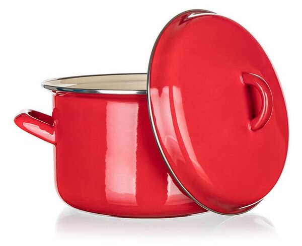 Smaltovaný hrnec s poklicí Red MILTON 3,4 l