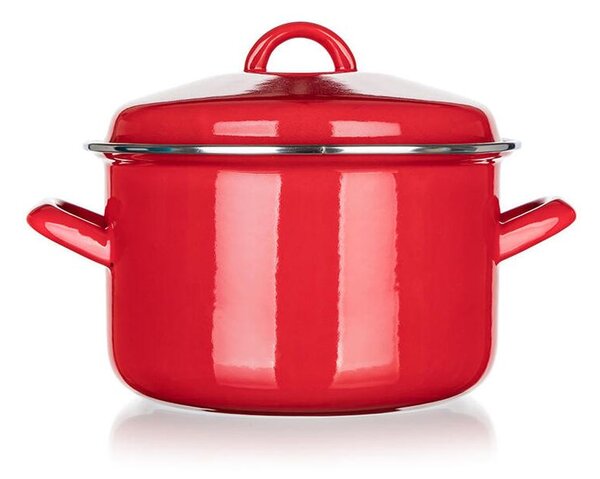 Smaltovaný hrnec s poklicí Red MILTON 3,4 l