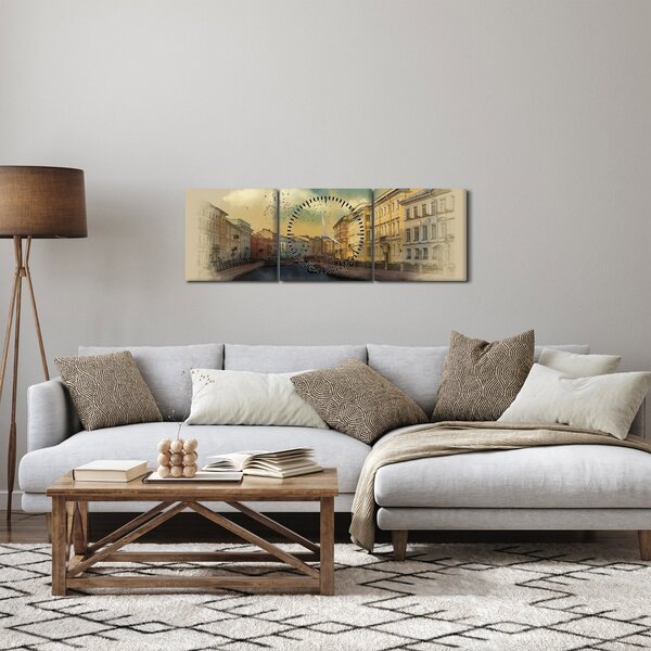 Obraz - Řeka Moyka, Petrohrad, Rusko (s hodinami) (90x30 cm)