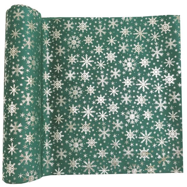 Běhoun sametový s vločkami zelený 28cm x 3m 8701301A