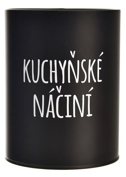 Kulatá plechová dóza KUCHYŇSKÉ NÁČINÍ Black