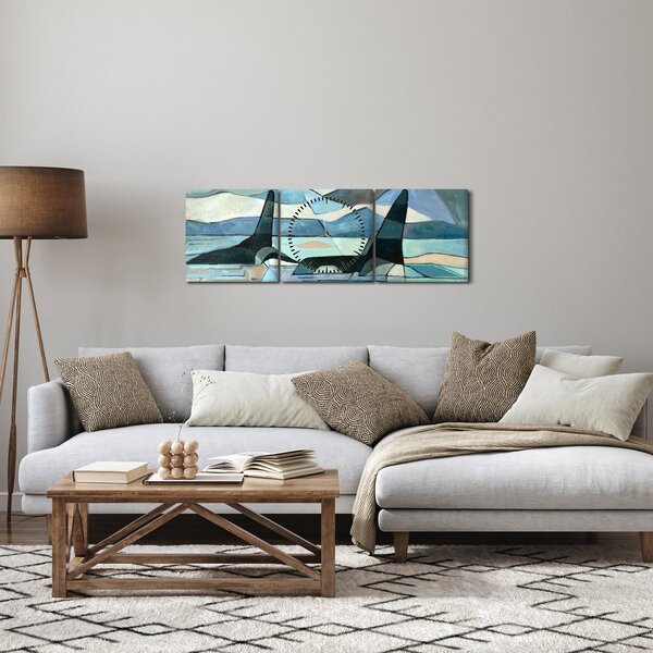Obraz - Kosatky (s hodinami) (90x30 cm)