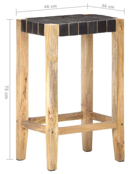VidaXl Barové stoličky 2 ks černé pravá kůže 75 cm 321835
