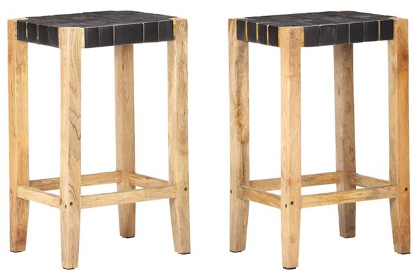 VidaXl Barové stoličky 2 ks černé pravá kůže 75 cm 321835